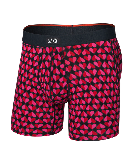 Saxx Vibe Xtra Soft Comfort Boxer Brief Fly - Love Check Baby - Black