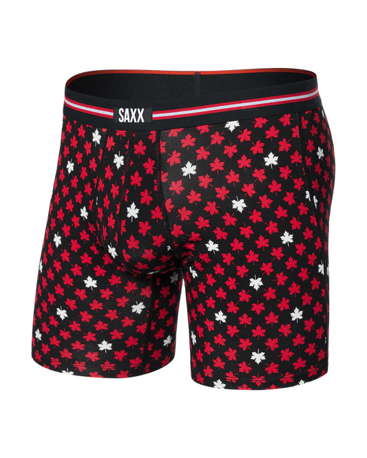 Saxx Vibe Xrta Soft Comfort Boxer Brief Fly - Maple Leaf - Black