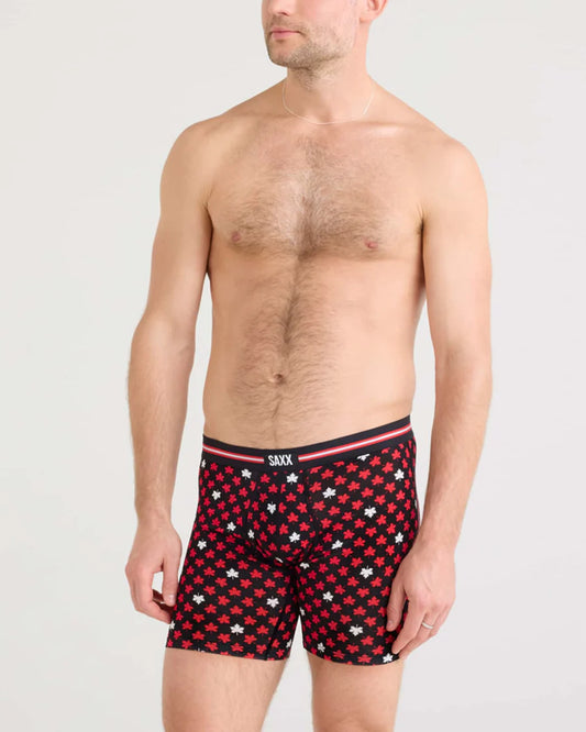 Saxx Vibe Xrta Soft Comfort Boxer Brief Fly - Maple Leaf - Black