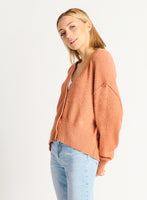 Dex Boucle Button Front Cardigan - Rusty Sand