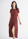 Dex Smocked Waist Midi Dress - Terracotta
