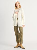 Dex Ottoman Ribbed Cardigan - Ecru