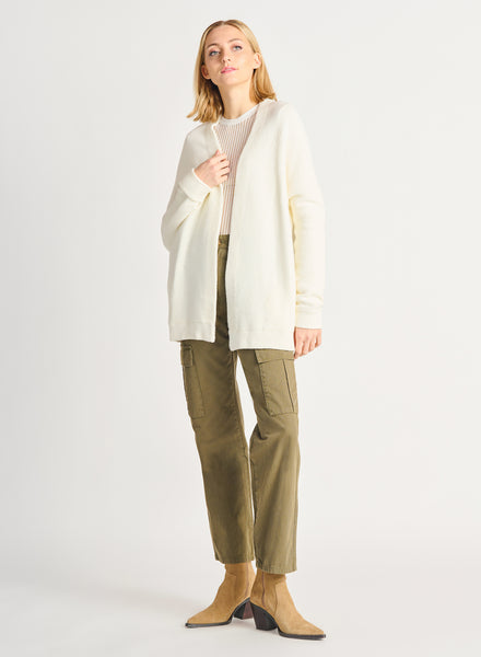 Dex Plus Ottoman Ribbed Cardigan - Ecru