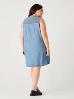 Dex Plus Smocked Shoulder Mini Dress - Chambray Wash