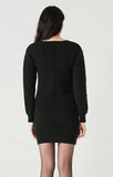 Dex V-Neck Ribbed Sweater Dress - Black