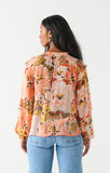 Dex Smocked Shoulder Blouse - Orange/Peach Floral