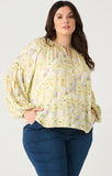 Dex Smocked Shoulder Blouse - Orange/Peach Floral