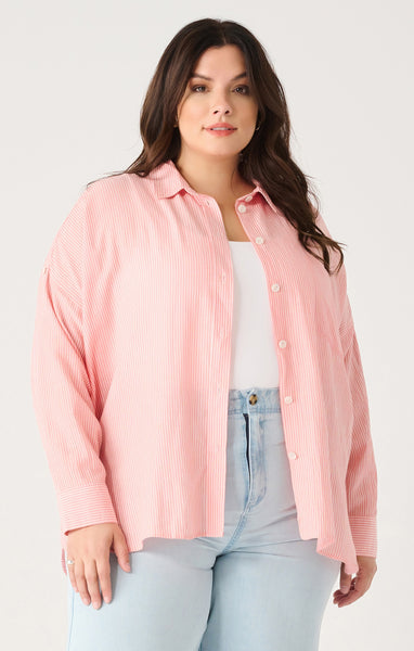 Dex Oversized Shirt - Melon/White Stripe