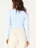 Dex LS Scoopneck Pointelle Sweater - Sky Blue