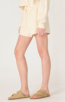 Dex Pull On Patterened Lounge Shorts - Cream Beige