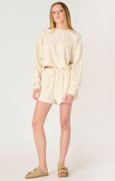 Dex Pull On Patterened Lounge Shorts - Cream Beige