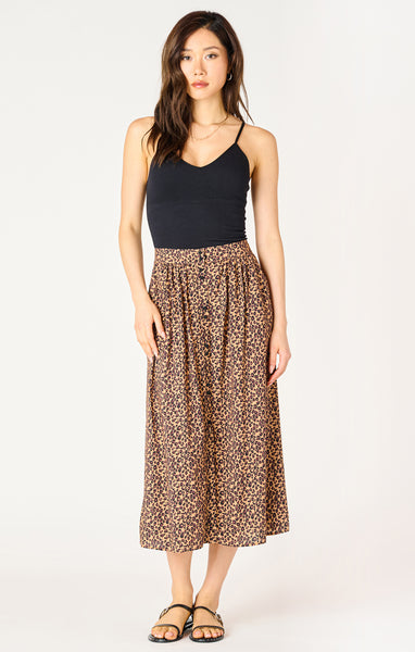 Dex Button Front Midi Skirt - Mini Leopard