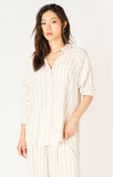 Dex Oversized Button Front Shirt - Neutral Stripe