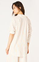 Dex Oversized Button Front Shirt - Neutral Stripe