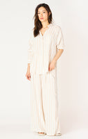 Dex Oversized Button Front Shirt - Neutral Stripe