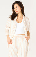 Dex Oversized Button Front Shirt - Neutral Stripe