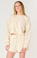 Dex Patterened Lounge Top - Cream Beige