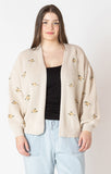 Dex Plus Embroidered Cardigan - Natural