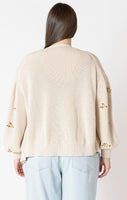 Dex Plus Embroidered Cardigan - Natural