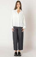 Black Tape Button Front Blouse - Off-White