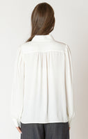 Black Tape Button Front Blouse - Off-White