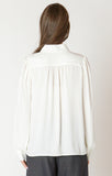 Black Tape Button Front Blouse - Off-White