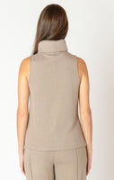 Black Tape Rolled Neck Top - Almond