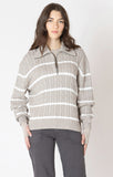 Dex Half Zip Sweater - Light Taupe/White
