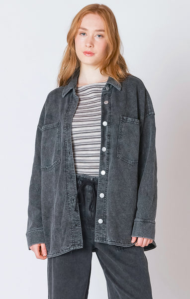 Dex Knit Denim Jacket - Washed Black