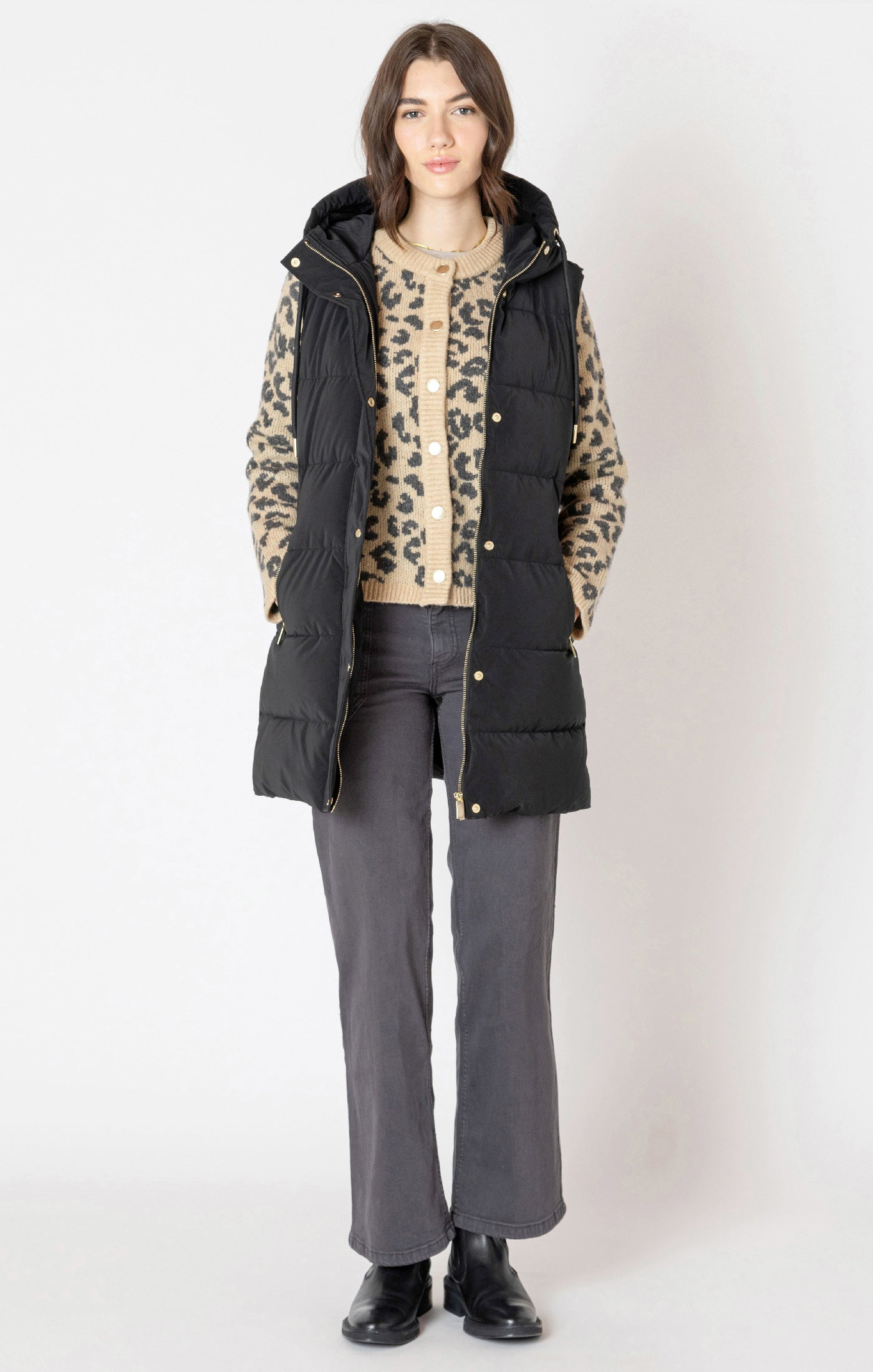 Dex Hooded Puffer Vest - Black