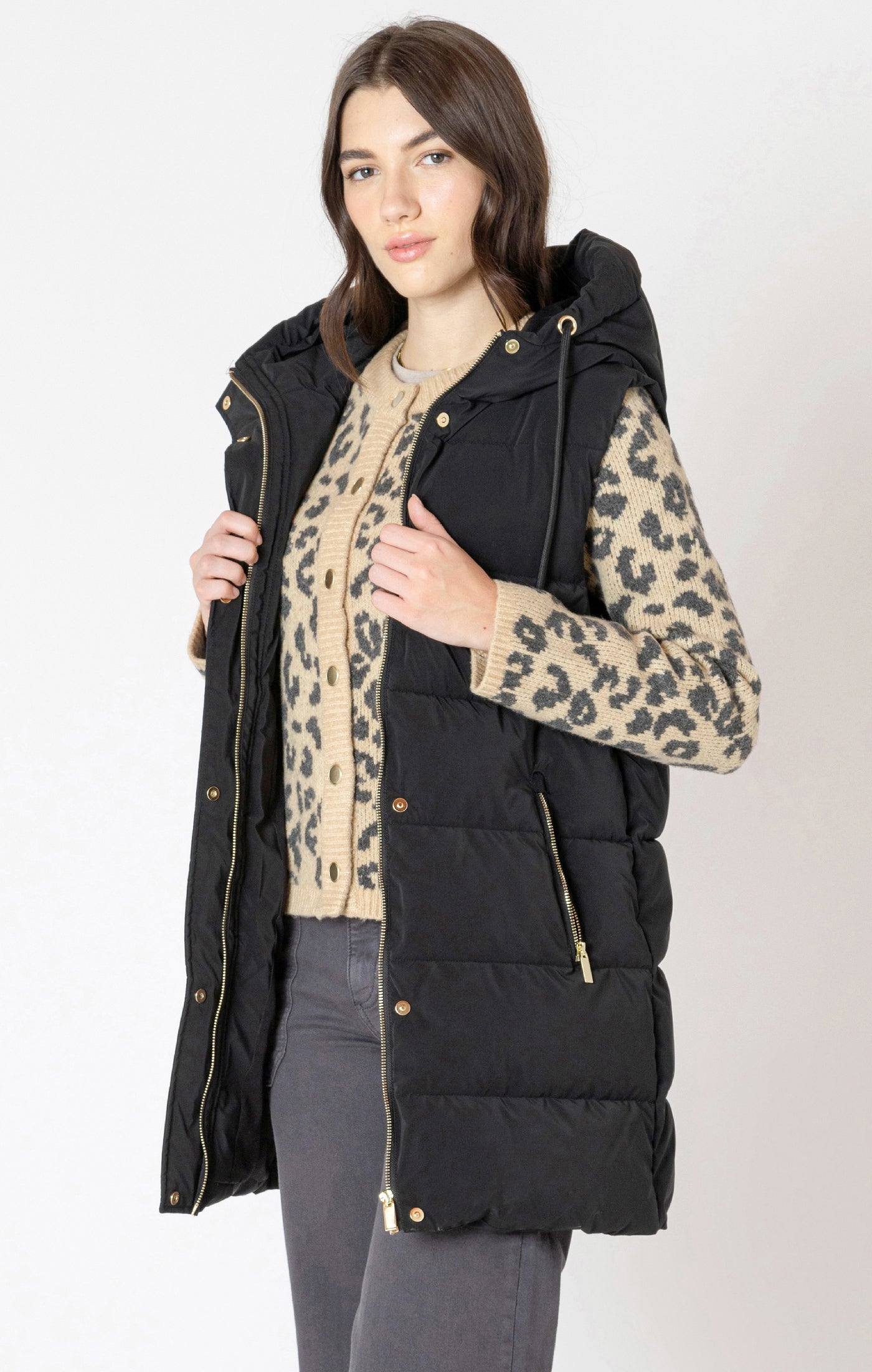 Dex Hooded Puffer Vest - Black