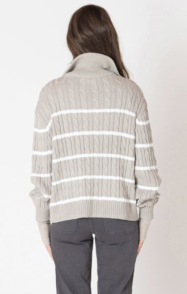 Dex Plus Half Zip Sweater - Light Taupe/White