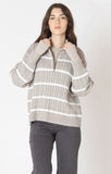Dex Plus Half Zip Sweater - Light Taupe/White