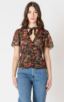 Dex Button Front Blouse - Autumn Bloom