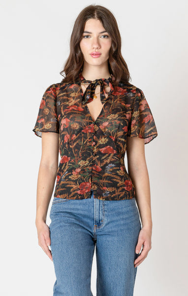 Dex Button Front Blouse - Autumn Bloom