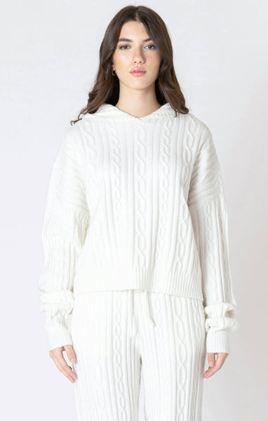 Dex Hooded Cable Sweater - Snow