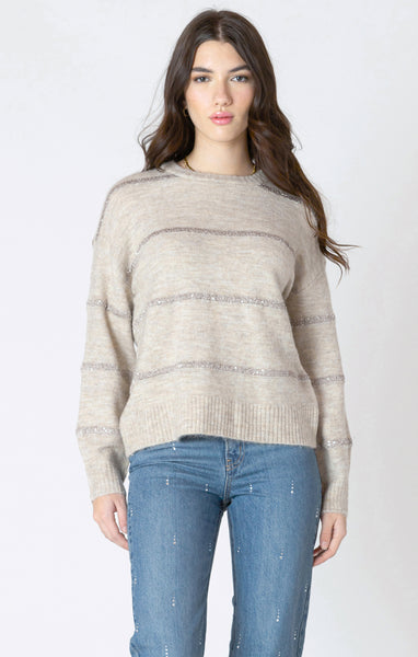 Dex Sequin Stripe Sweater - Light Oat