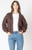 Dex Embroidered Open Cardigan - Brownie