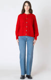 Dex Crewneck Textured Cardigan - Candy Red Melange