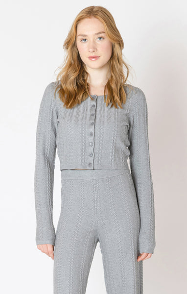 Dex Cable Knit Cardigan - Medium Heather Grey