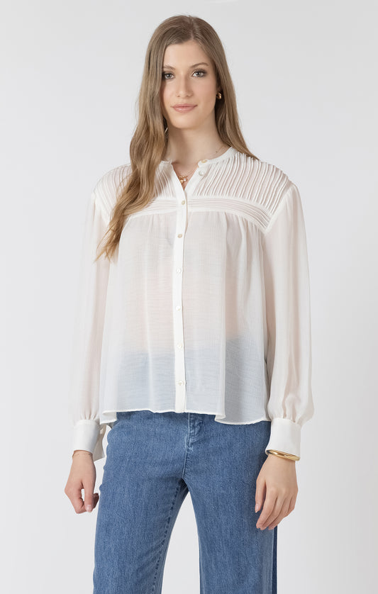 Dex Pintuck Detail Blouse - Vanilla