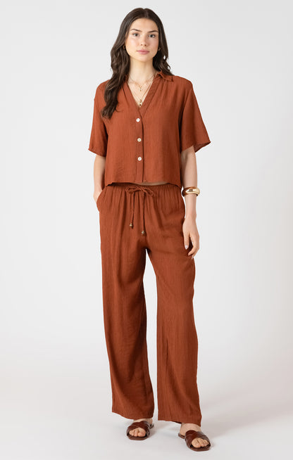 Dex Short Sleeve Blouse - Burnt Sienna
