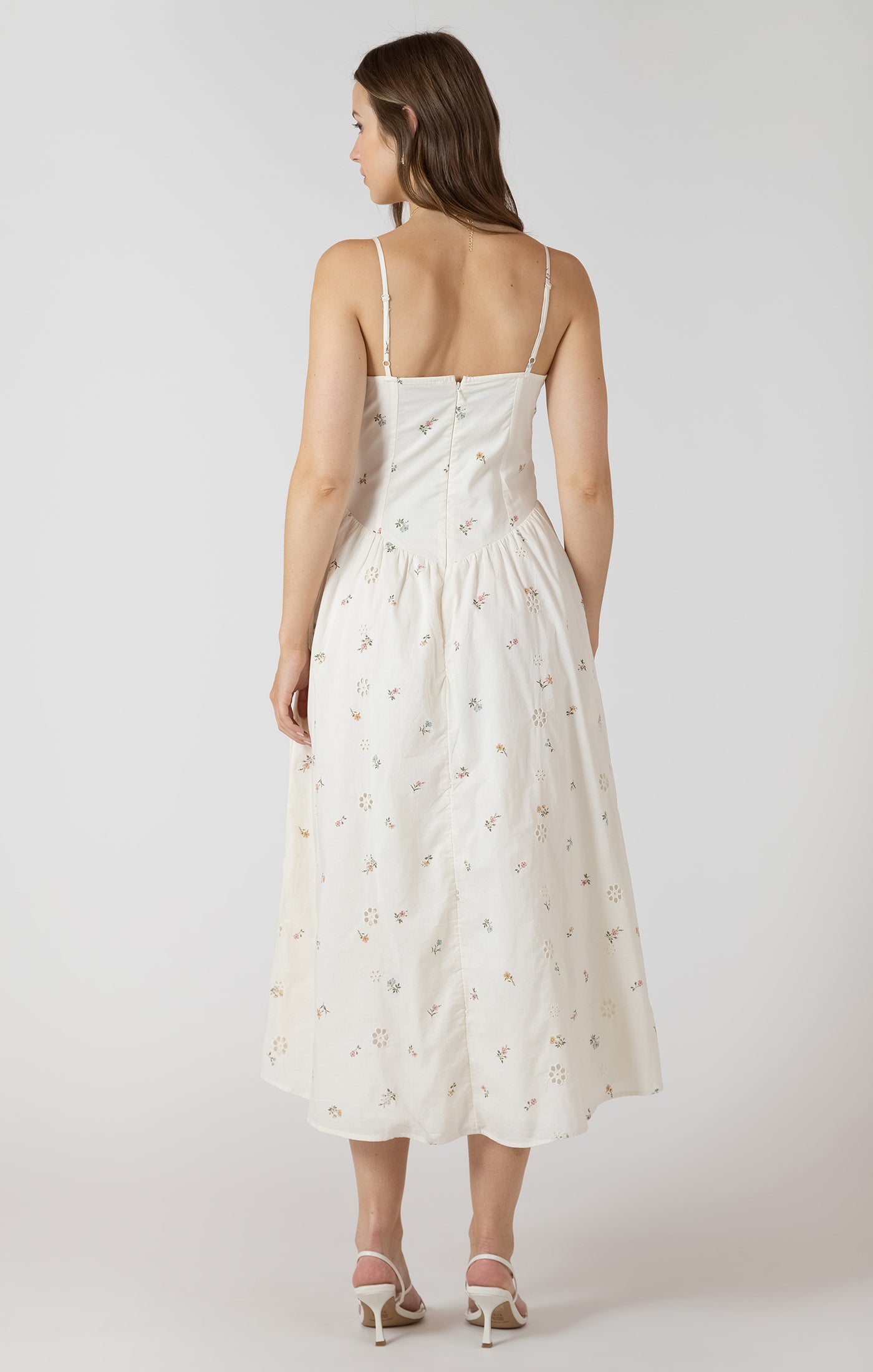 Dex Smocked Detail Midi Dress - Eyelet Blooms