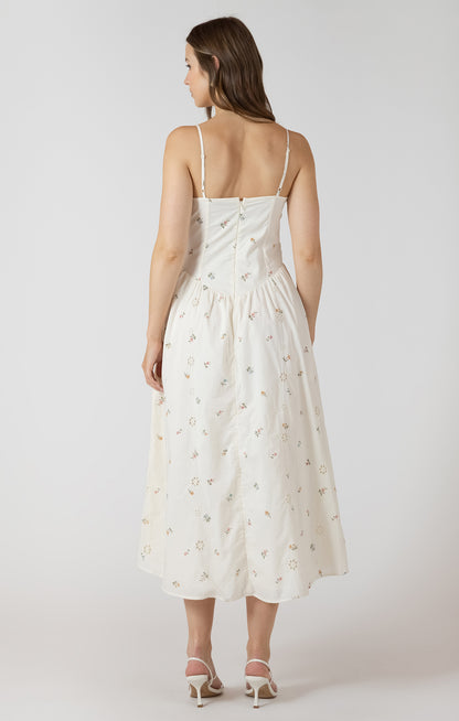 Dex Smocked Detail Midi Dress - Eyelet Blooms