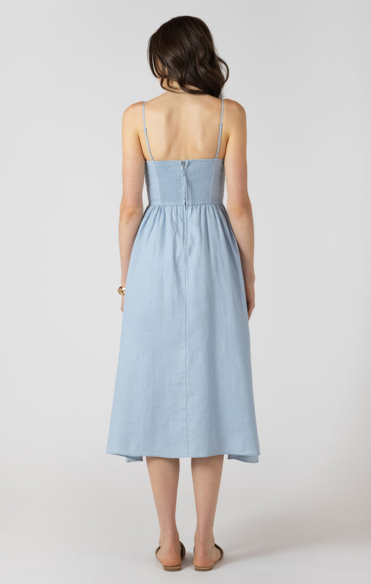 Dex V Waist Maxi Dress - Light Denim Blue