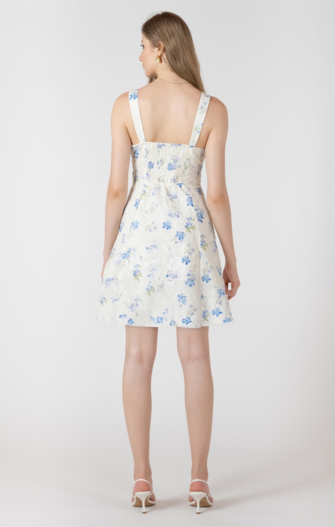 Black Tape Embroidered Mini Dress - Lavender Floral