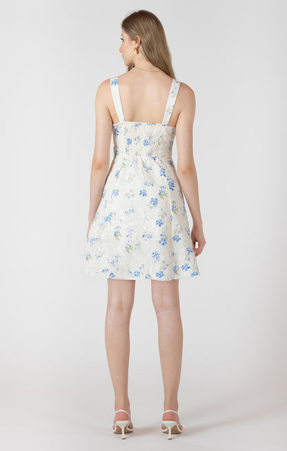 Black Tape Embroidered Mini Dress - Lavender Floral