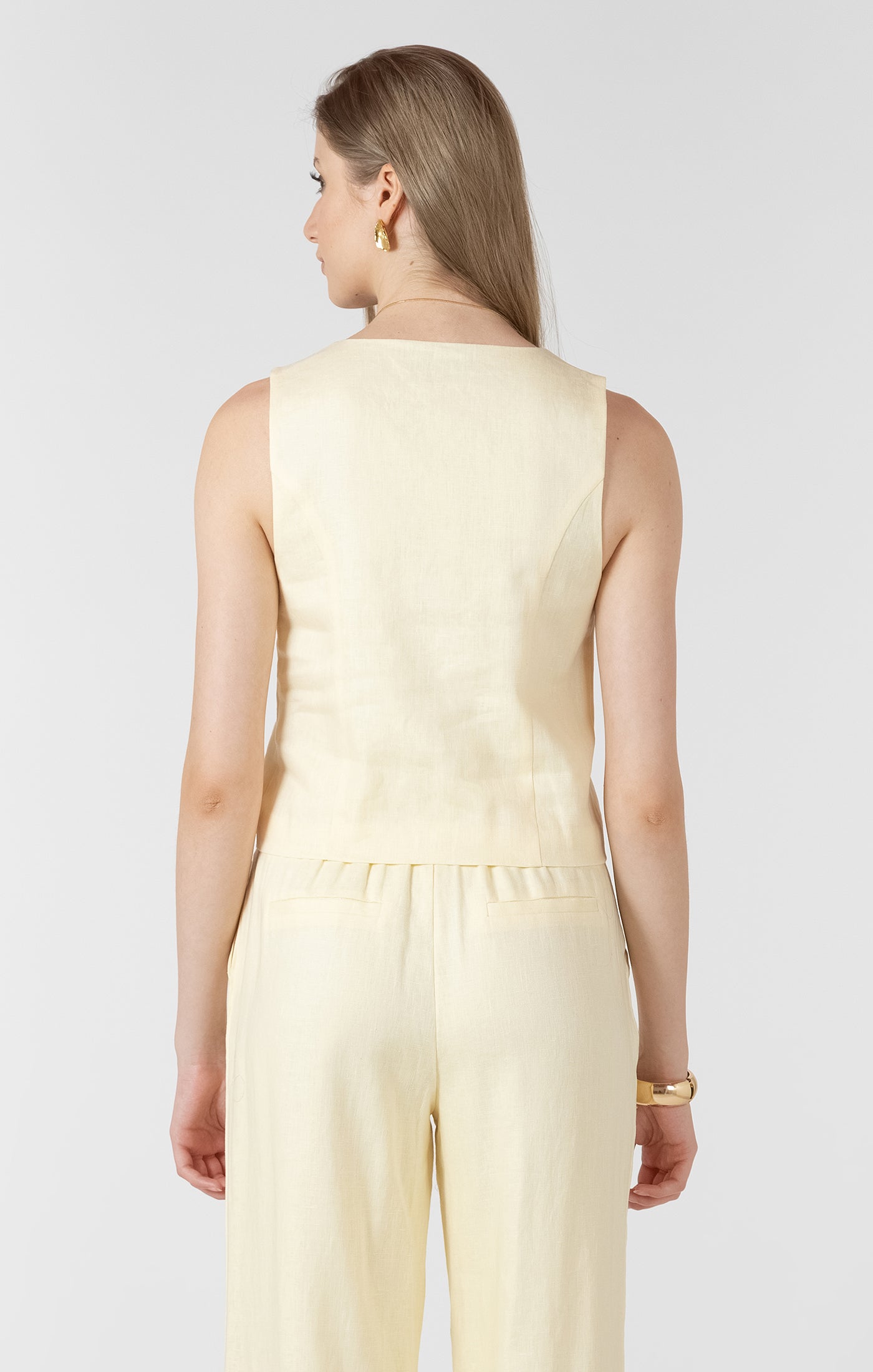 Black Tape Tie Front Top - Lemon Butter