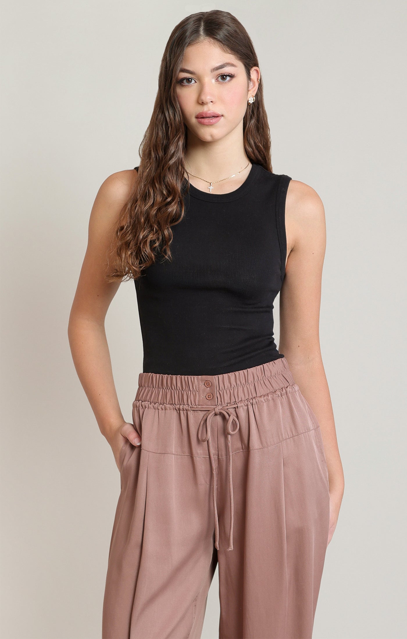 Dex Ribbed Tank - Black