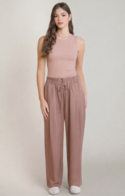 Dex Ribbed Tank - Dusty Rose